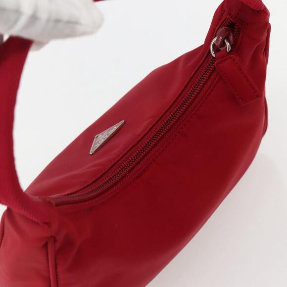 PRADA Hand Bag Nylon Red Silver - Picture 6 of 12